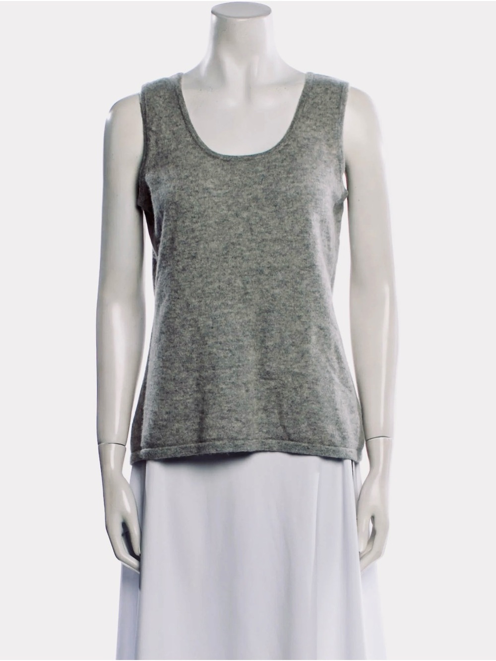 NEIMAN MARCUS 100% Cashmere Grey Sleeveless Tank Top - Picture 3 of 13